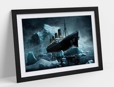 THE TITANIC AND ICEBERG HOME DECOR FRAMED WALL ART PICTURE POSTER PRINT DECOR