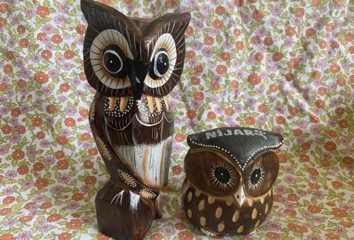 Vintage wooden owl ornaments - owl,