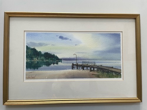 Original watercolour lake - original,