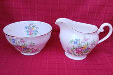 Vintage Adderley Fine Bone China Milk Jug & Sugar Bowl Multi Coloured Floral VGC
