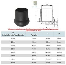 Rubber End Caps - Heavy Duty Non Slip Ferrules - Tubes/Furniture/Ladders