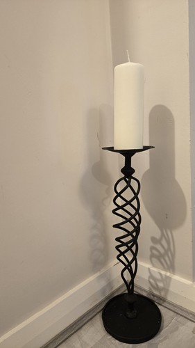 Black iron spiral cage candle - iron,