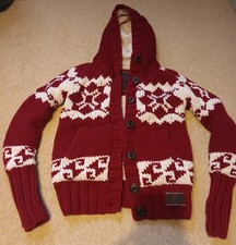 Womens Superdry Chunky Knit Fairisle Hoodie, Cardigan, Medium