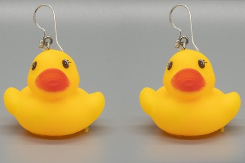 Rubber duck earrings - rubber, 925