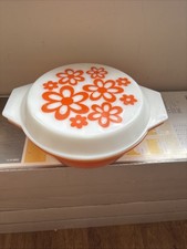Vintage JAJ James A Jobling Pyrex Dish Orange Casserole Flower Power