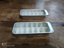 2 Vintage Metal Ice Cube Trays  With Plastic Dividers