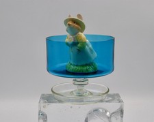 Aqua Blue Art Glass Compote