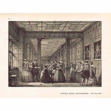 HERTFORDSHIRE Hatfield House; The Gallery- Antique Print 1906