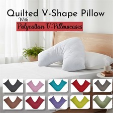 Quilted Pillow with FREE V Shape Pillowcases Orthopaedic Maternity Body Support.