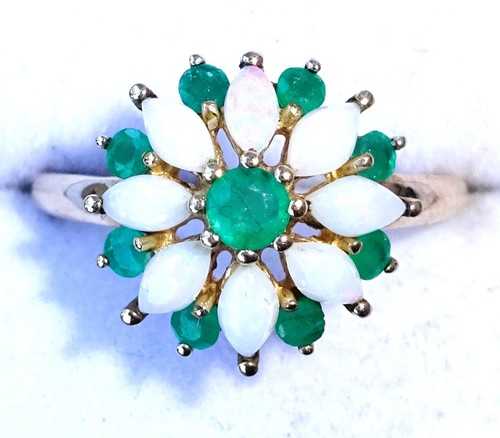 Vintage 9ct gold opal emerald - vintage,