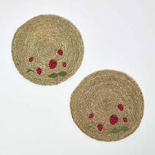 Set of 2 Round Woven Natural