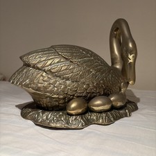 Large Vintage 14” BRASS SWAN