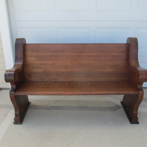Antique church pew bench - antique, oak