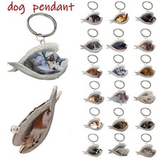 Cute Funny Sleeping Angel Dog Wing Dog Hanging Orname nt Pendant Key/