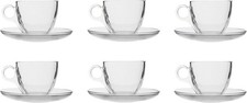 12PC Glass Cup Mug & Saucer
