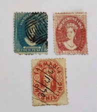 Van Diemen's Land & Tasmania QV Issues x3 | 1850s–1860s | 4d, 1d, 1s | SG refs