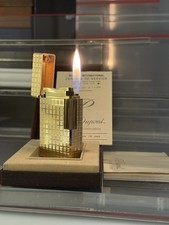 Vintage S.T. Dupont Ligne 1 Large Rose Gold-Plated Lighter Square Pattern 1970s