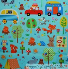 BonEful Fabric FQ Cotton Quilt Camper Tent Car Mushroom Animal Paw Tree OWL Sale