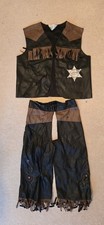 Cowboy Outfit. Waistcoat, Chaps, Wanted Jacket age 5 Tassels, Sheriff Badge
