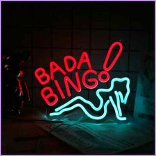 UponRay Bada Bing Neon Signs for Wall Decor for Man Cave Light Up Sign for...