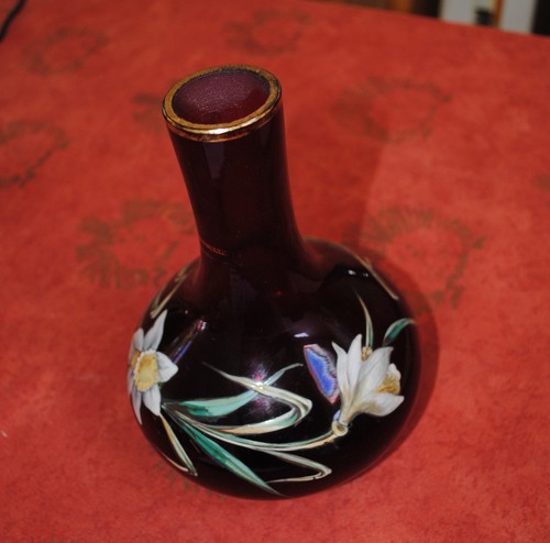 Victorian red glass vase - victorian,