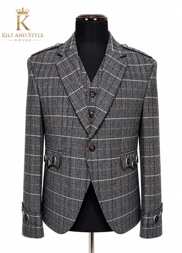 Grey herringbone wool - wool, tweed