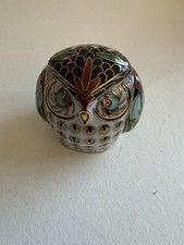 Vintage Cloisonne Owl Figure