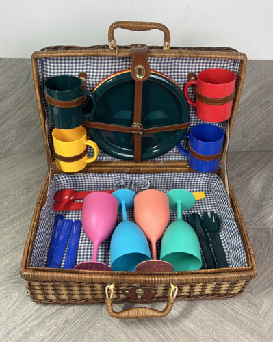 Picnic woven wicker basket set - woven,