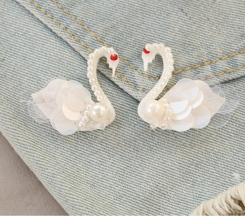 Beaded swan costume - beaded, lace