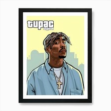 Tupac GTA Art Print Framed Wall Art Poster Canvas Print Picture