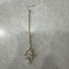 Gold Indian Maang Tikka Headpiece with Rhinestones – Bridal Bindi Jewelry