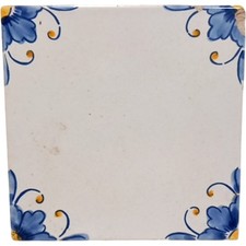 Ceramic Square Tile Blue Floral Pattern Decorative 6x6 Inches