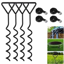 4X Heavy Duty Trampoline Anchor Ground Pegs Tie Down Kit Corkscrew Spira