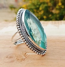 Aquamarine ring silver band - aquamarine, ring,