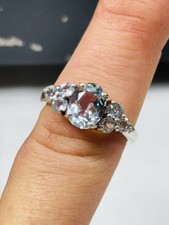 TJC silver and high quality aquamarines ring UK size O never worn