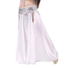 Breathable Satins Finish Wide Flared Skirt Professional Belly Dance Costume Slit