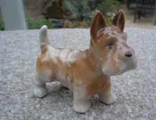 Wheaten Scottish Terrier Scottie Dog Porcelain Tan White 3” Tall Vintage