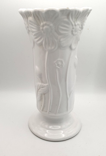 Vintage white ceramic vase - vintage,