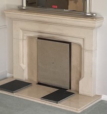 Reclaimed Salvaged Three Piece Limestone Fireplace With Marble Top