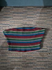 Primark Size 10 Black Stripe Boob Tube Sleeveless Badeau Cropped Top (824/27)