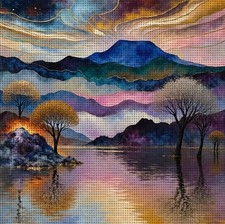 Watercolour landscape printed - landscape,