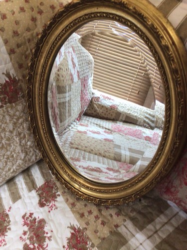 Vintage gold gilt beveled - gilt, oval