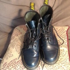 Dr Martens  navy blu Punk Rock Boots Size Uk 6 Men's  8 high pluss tin of polish