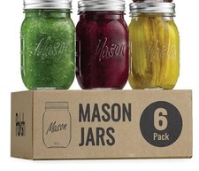 6 Pack 16Oz Mason Jars with Airtight Screw Lids  Storage Glass Jars Canning