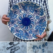 CHARLOTTE RHEAD A.G. Richardson Crown Ducal BLUE PEONY CHARGER 4011 C1930 14.5”