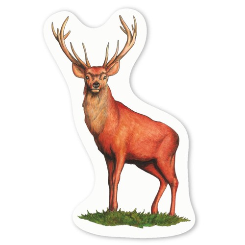 Red deer stag white vinyl - deer,
