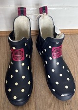 Joules Women Warn Lined  Wellies-  Navy  Spots - adult 5  