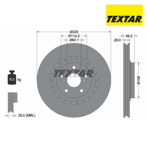 Brake disc textar 92259405 - textar, for