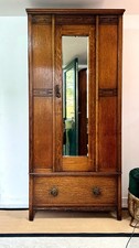 Mid Century Retro Vintage Wardrobe Cloak Armoire Mirror 