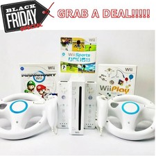 NINTENDO Wii + X2 CONTROLLERS + MARIO KART + Wii SPORTS + Wii PLAY WHITE CONSOLE
